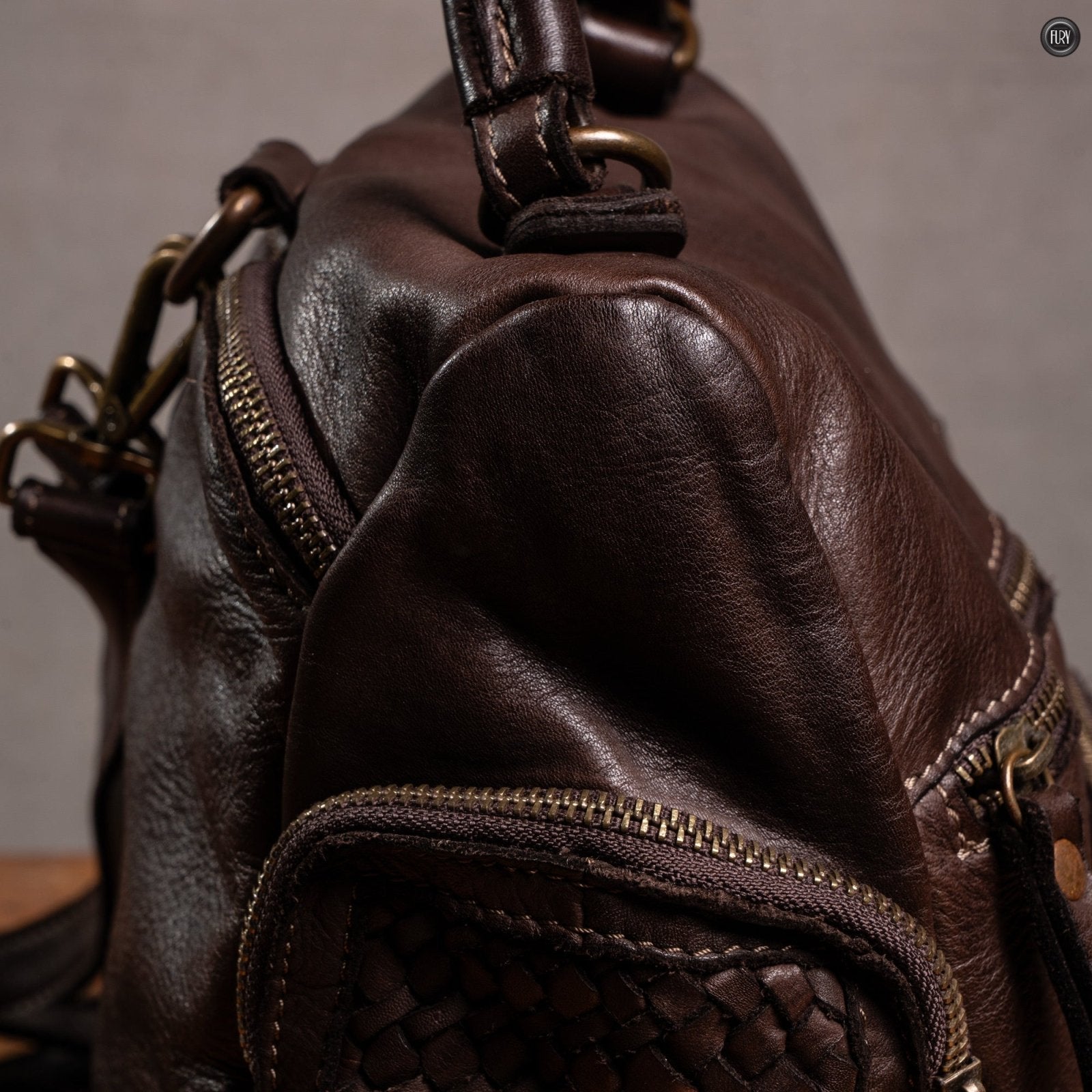 Zainetto Volterra reversibile in pelle intrecciata - Fury