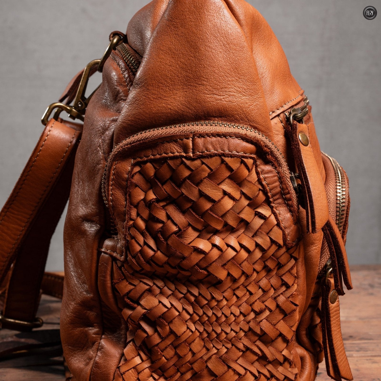 Zainetto Volterra reversibile in pelle intrecciata - Fury