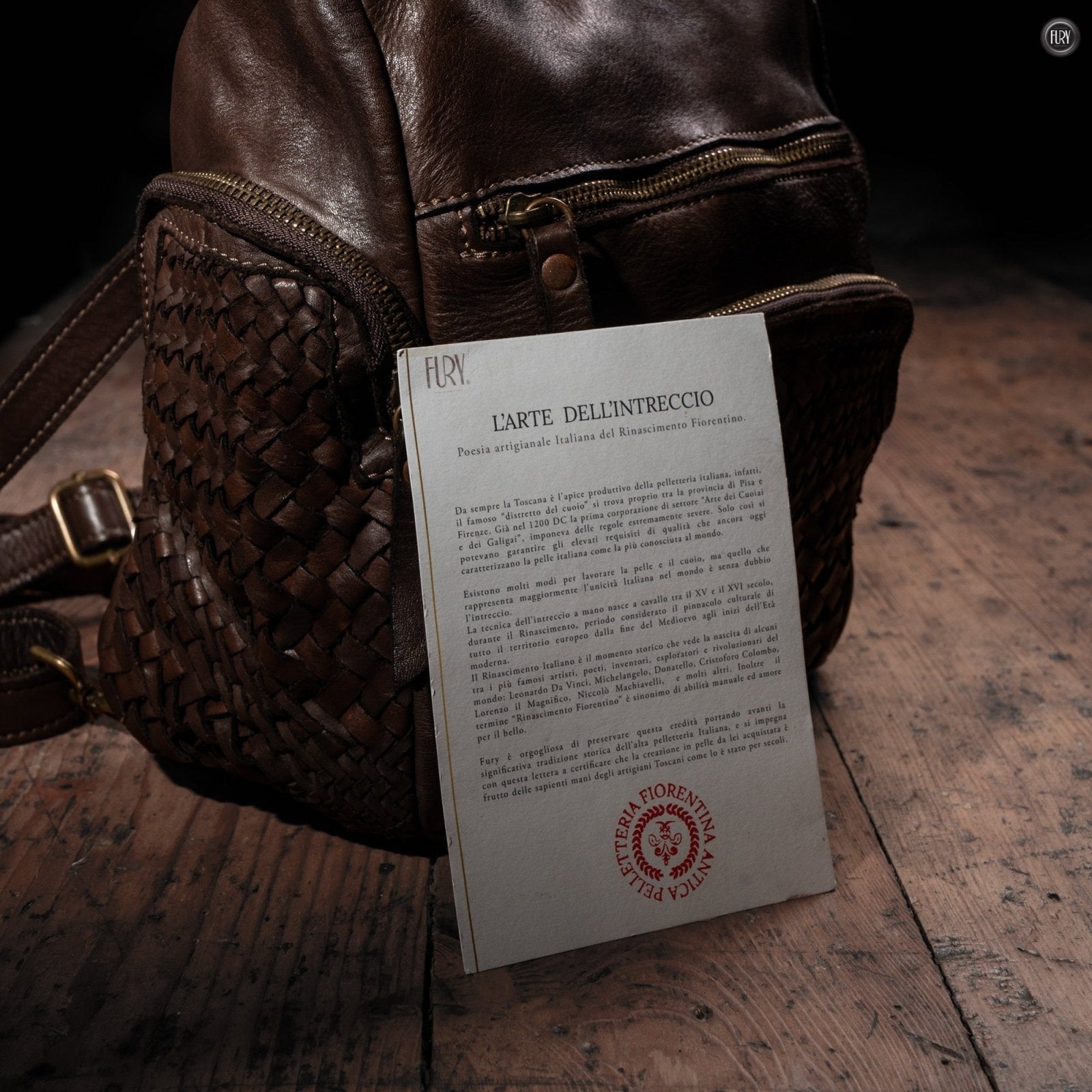 Zainetto Volterra reversibile in pelle intrecciata - Fury