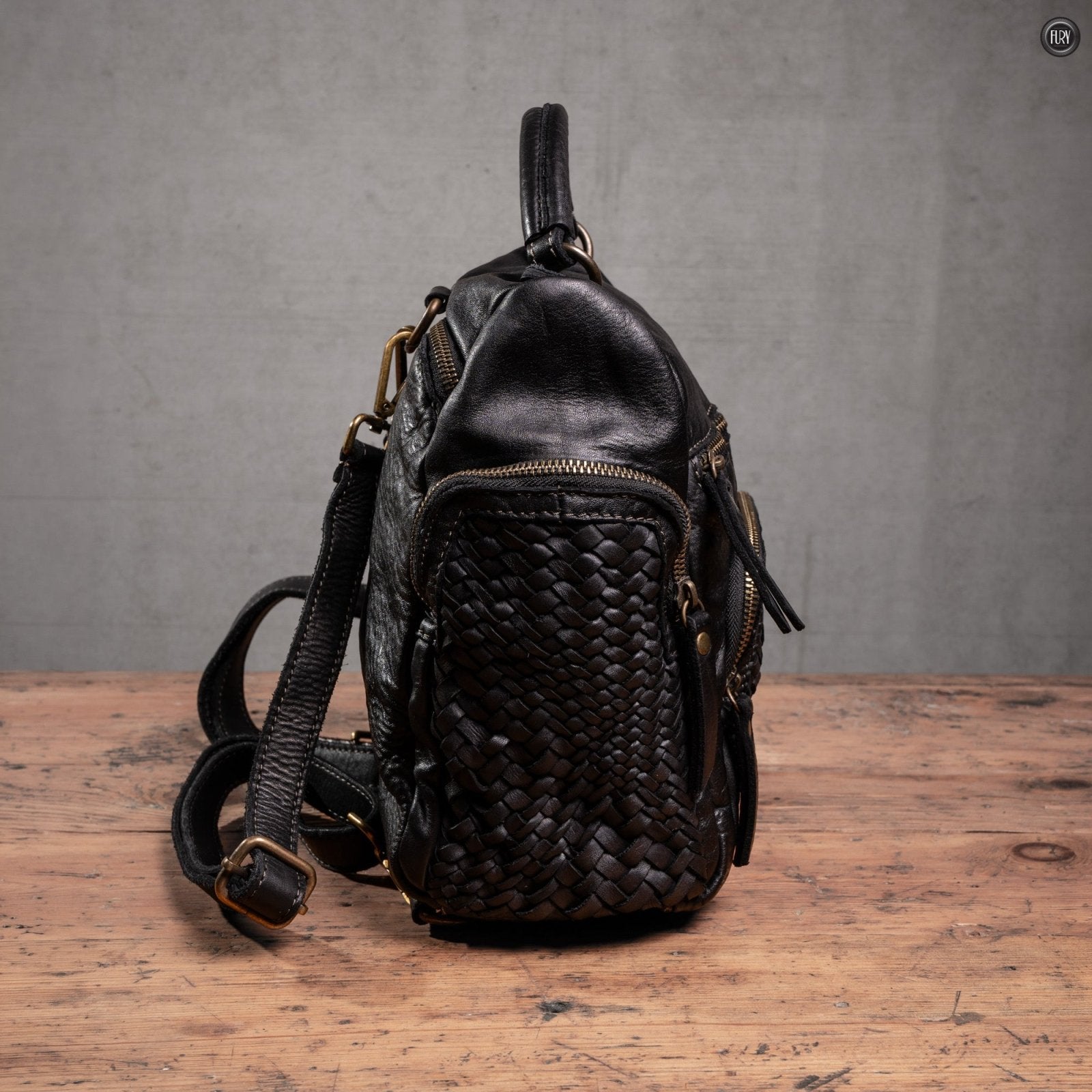 Zainetto Volterra reversibile in pelle intrecciata - Fury