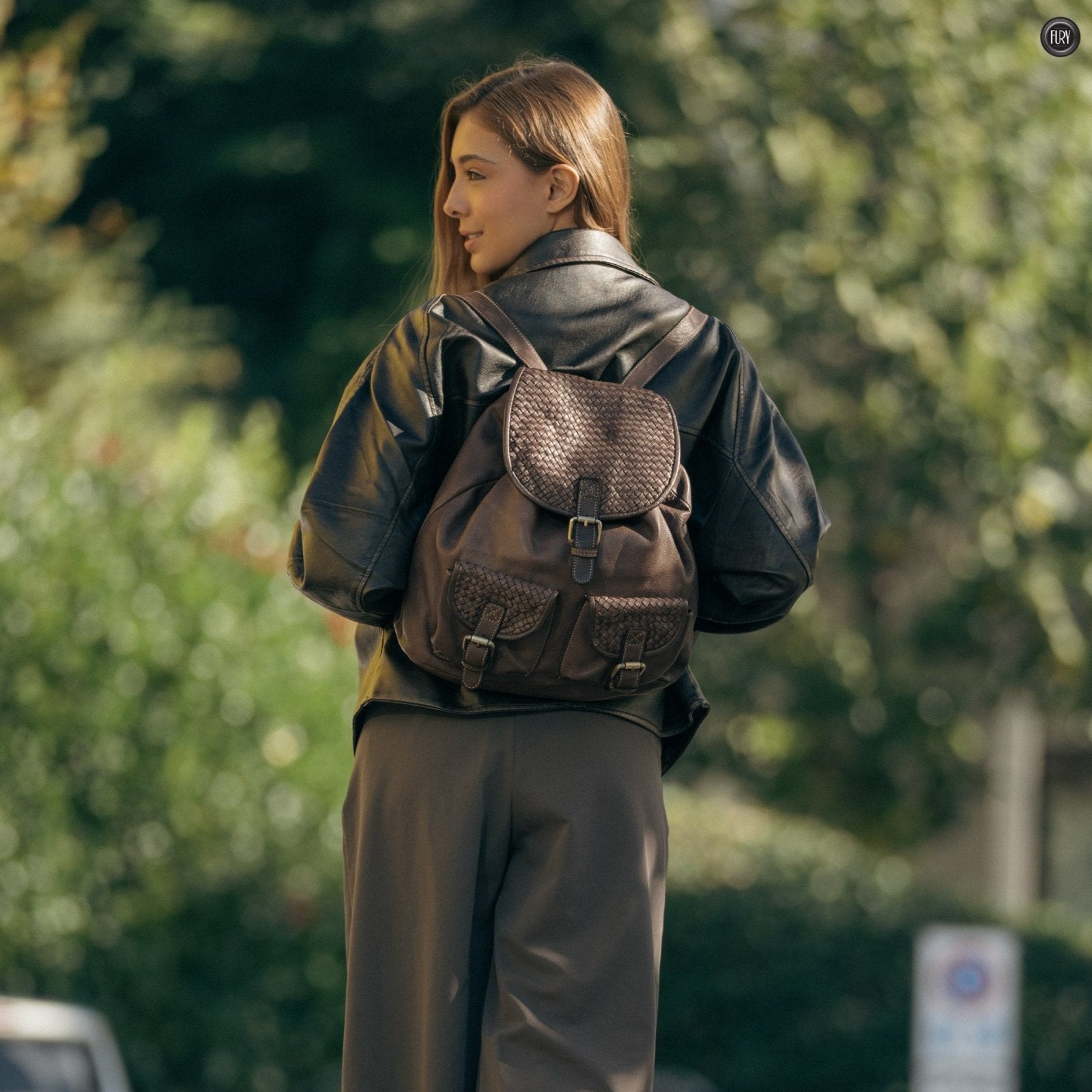 Zaino Lorenzo in pelle intrecciata - Fury