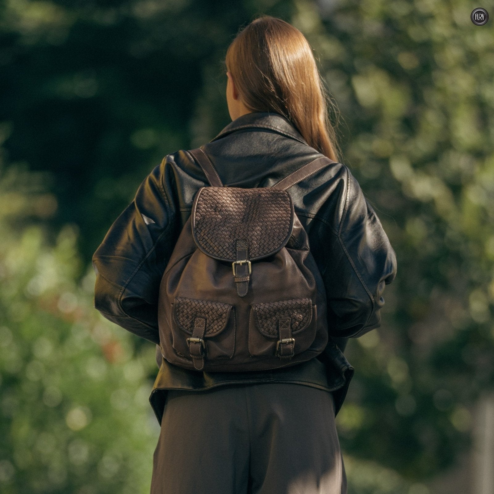 Zaino Lorenzo in pelle intrecciata - Fury