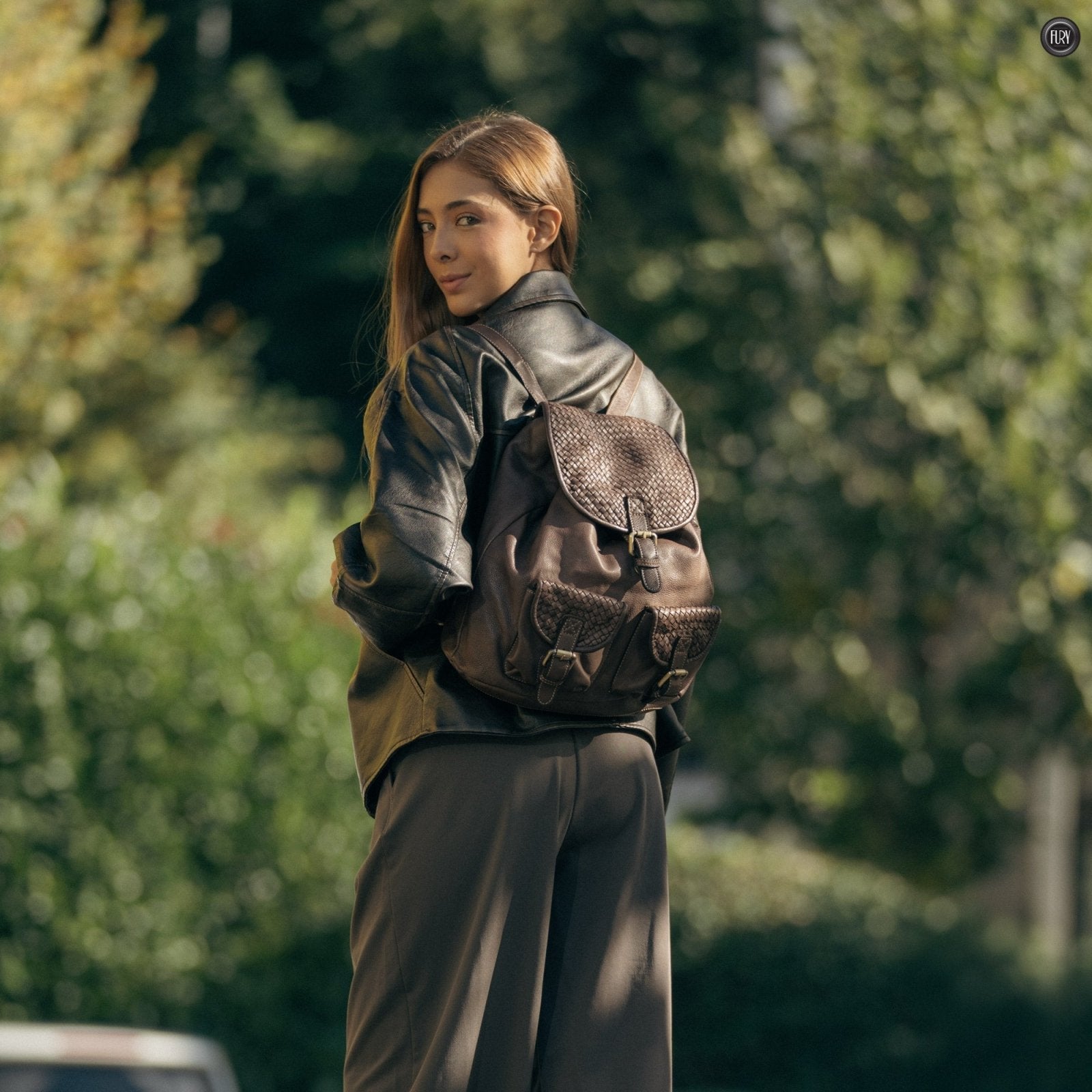 Zaino Lorenzo in pelle intrecciata - Fury