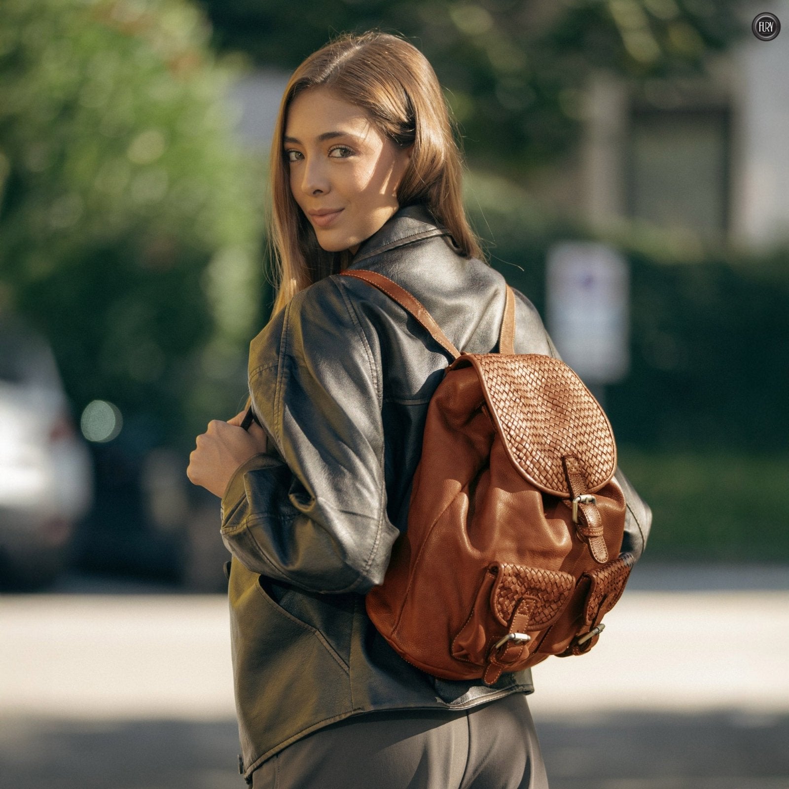 Zaino Lorenzo in pelle intrecciata - Fury