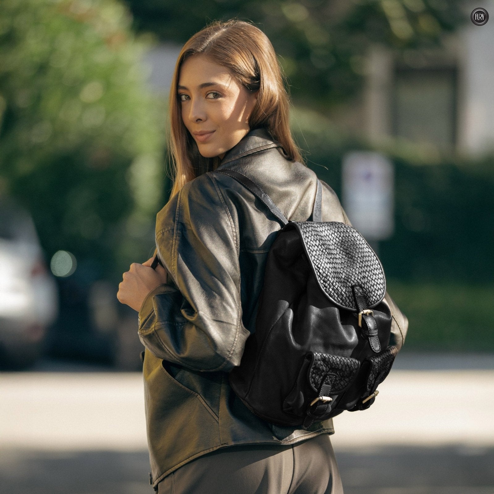 Zaino Lorenzo in pelle intrecciata - Fury