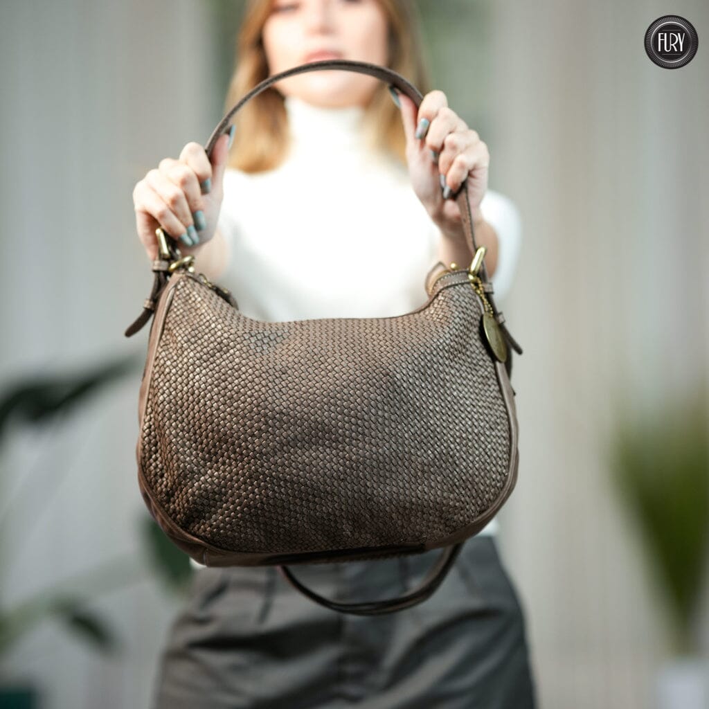 Borsa a spalla Ginger in pelle intrecciata - Fury