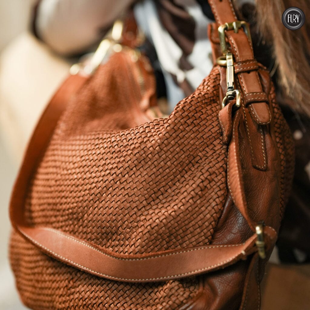 Borsa a spalla Ginger in pelle intrecciata - Fury