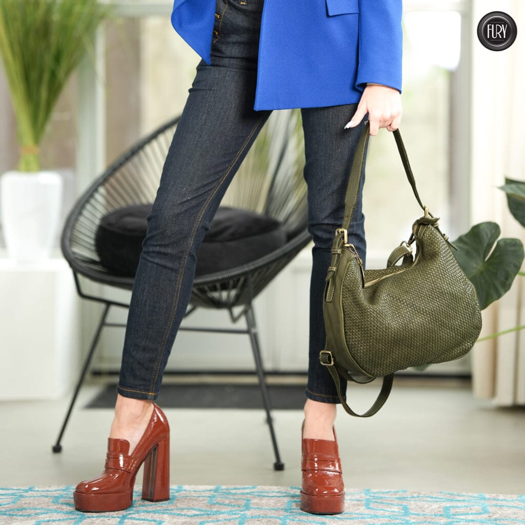 Borsa a spalla Ginger in pelle intrecciata - Fury