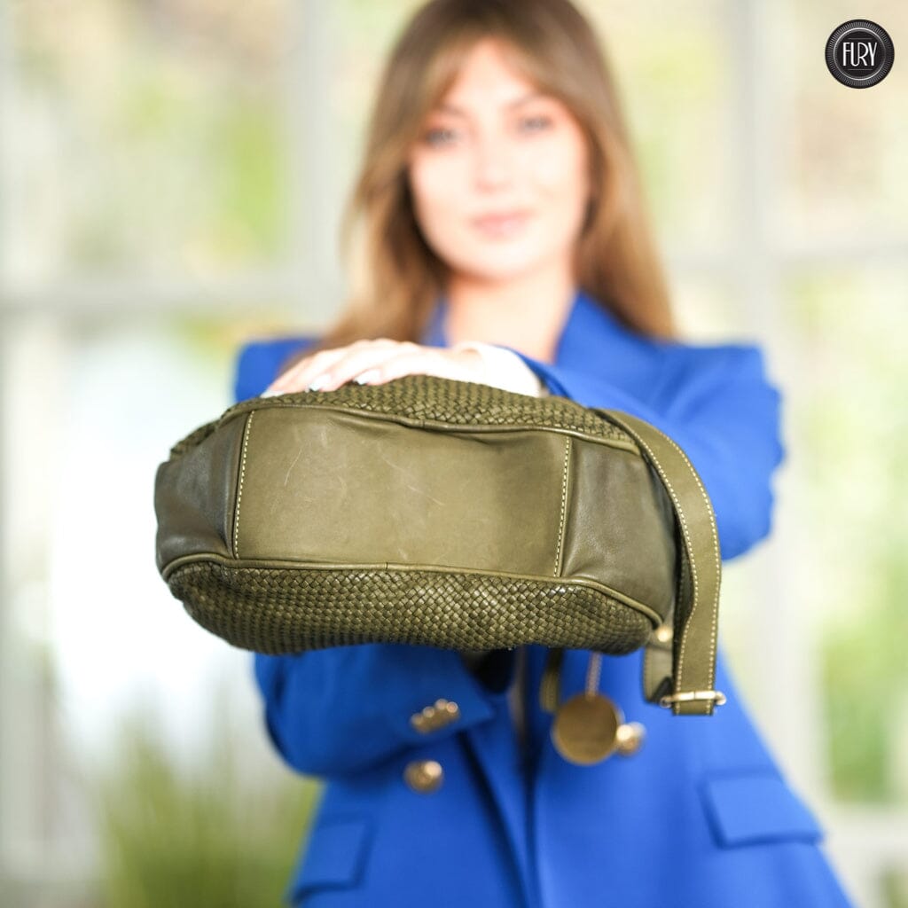 Borsa a spalla Ginger in pelle intrecciata - Fury