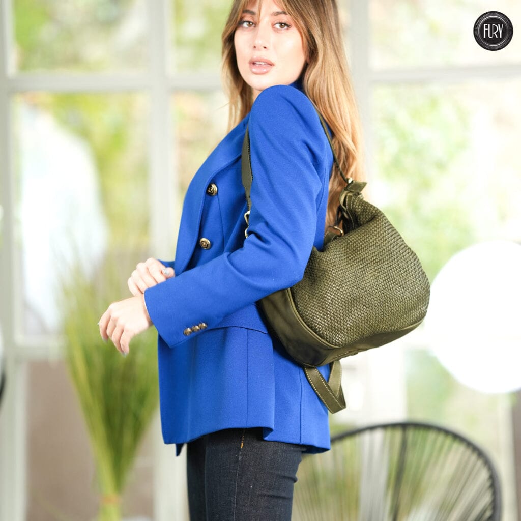 Borsa a spalla Ginger in pelle intrecciata - Fury