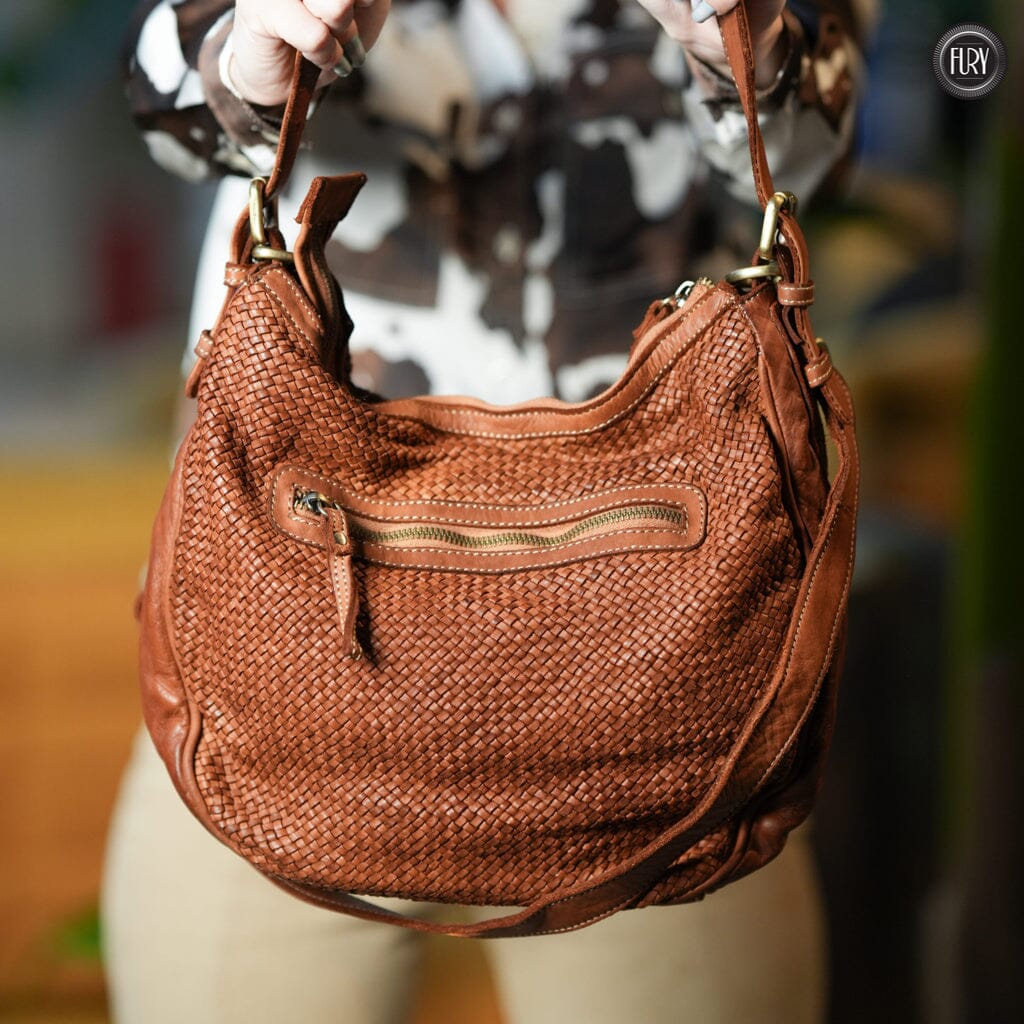 Borsa a spalla Ginger in pelle intrecciata - Fury