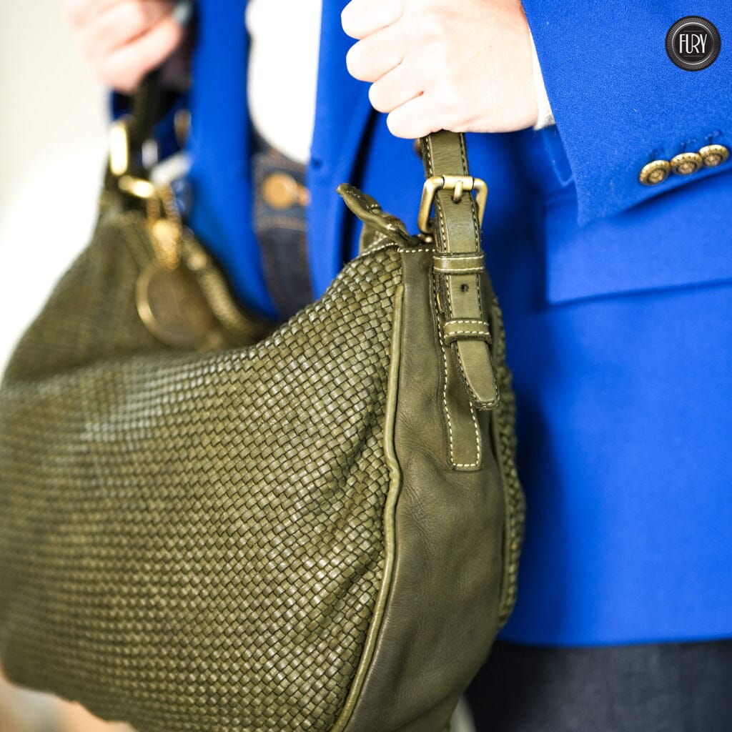 Borsa a spalla Ginger in pelle intrecciata - Fury