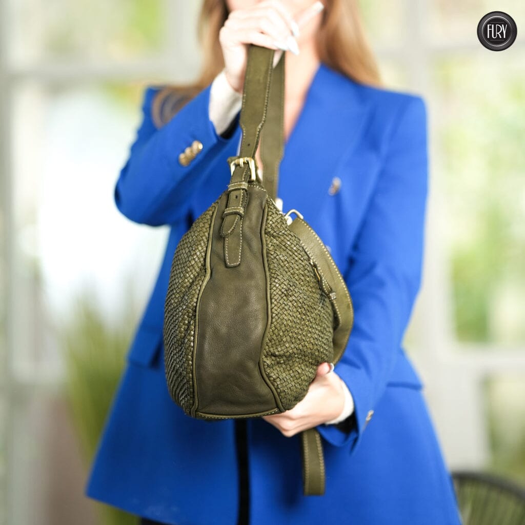 Borsa a spalla Ginger in pelle intrecciata - Fury