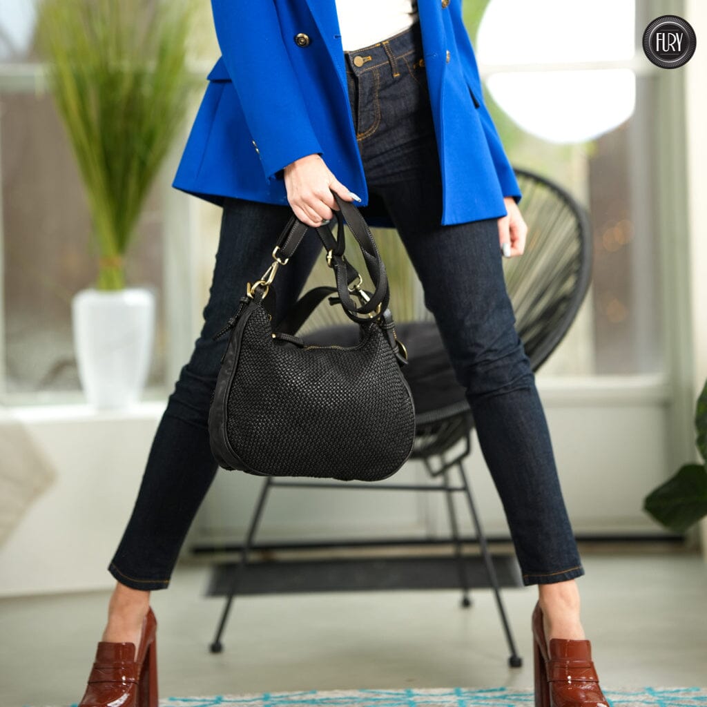 Borsa a spalla Ginger in pelle intrecciata - Fury