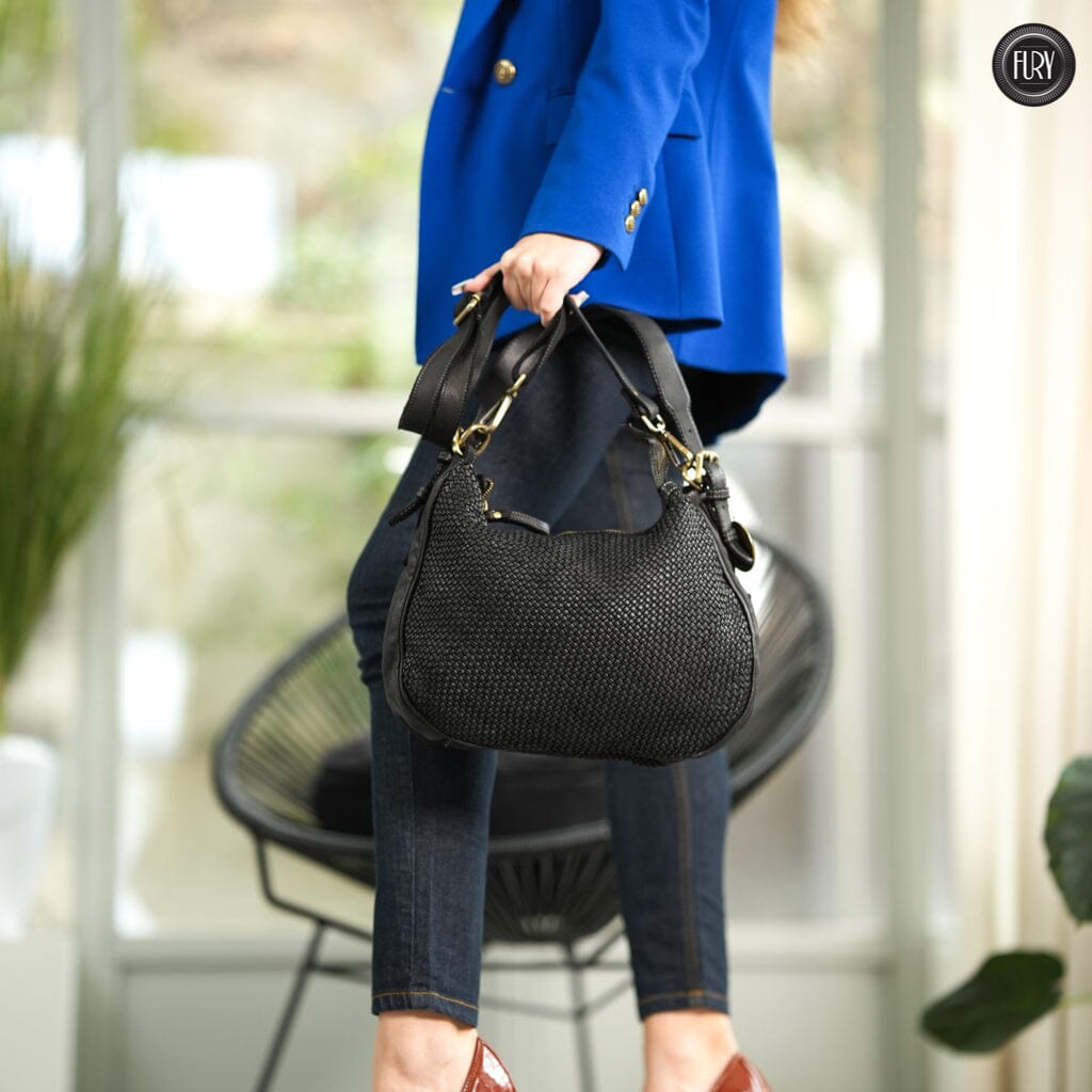 Borsa a spalla Ginger in pelle intrecciata - Fury