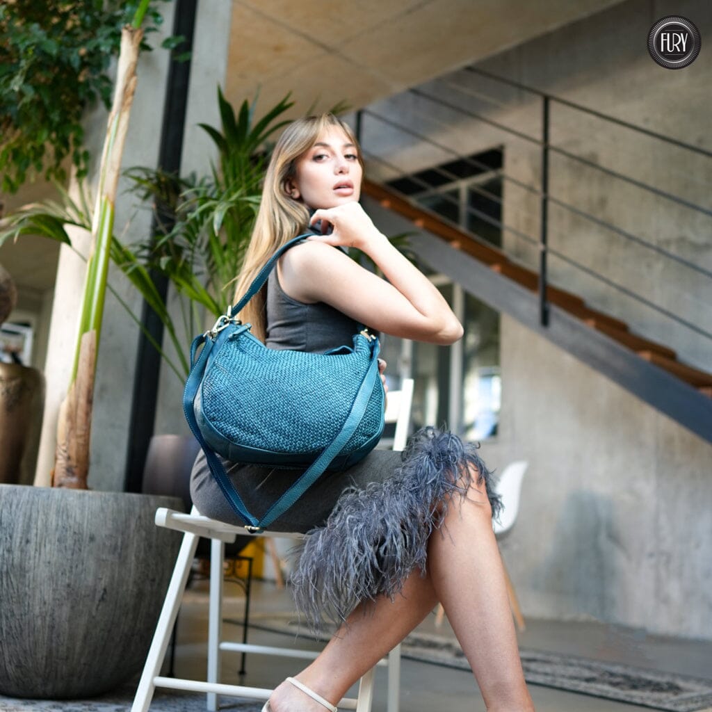 Borsa a spalla Ginger in pelle intrecciata - Fury