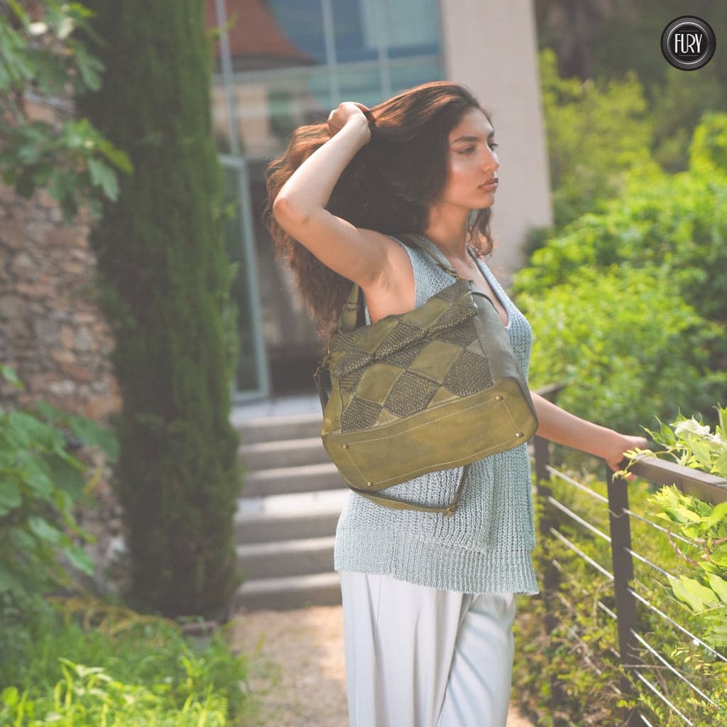 Borsa a spalla Misty in pelle Fury Bags#colore_verde-militare