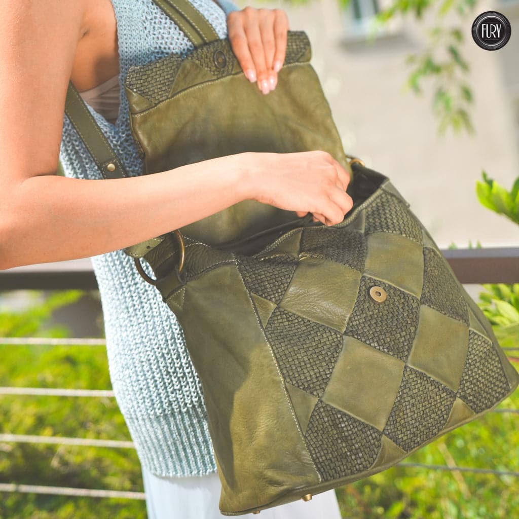 Borsa a spalla Misty in pelle Fury Bags#colore_verde-militare