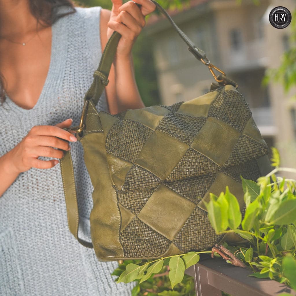 Borsa a spalla Misty in pelle Fury Bags#colore_verde-militare
