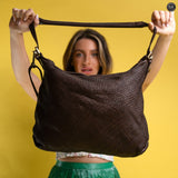 Borsa Ambra in pelle intrecciata Fury 