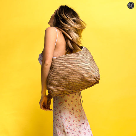 Borsa Ambra in pelle intrecciata Fury 