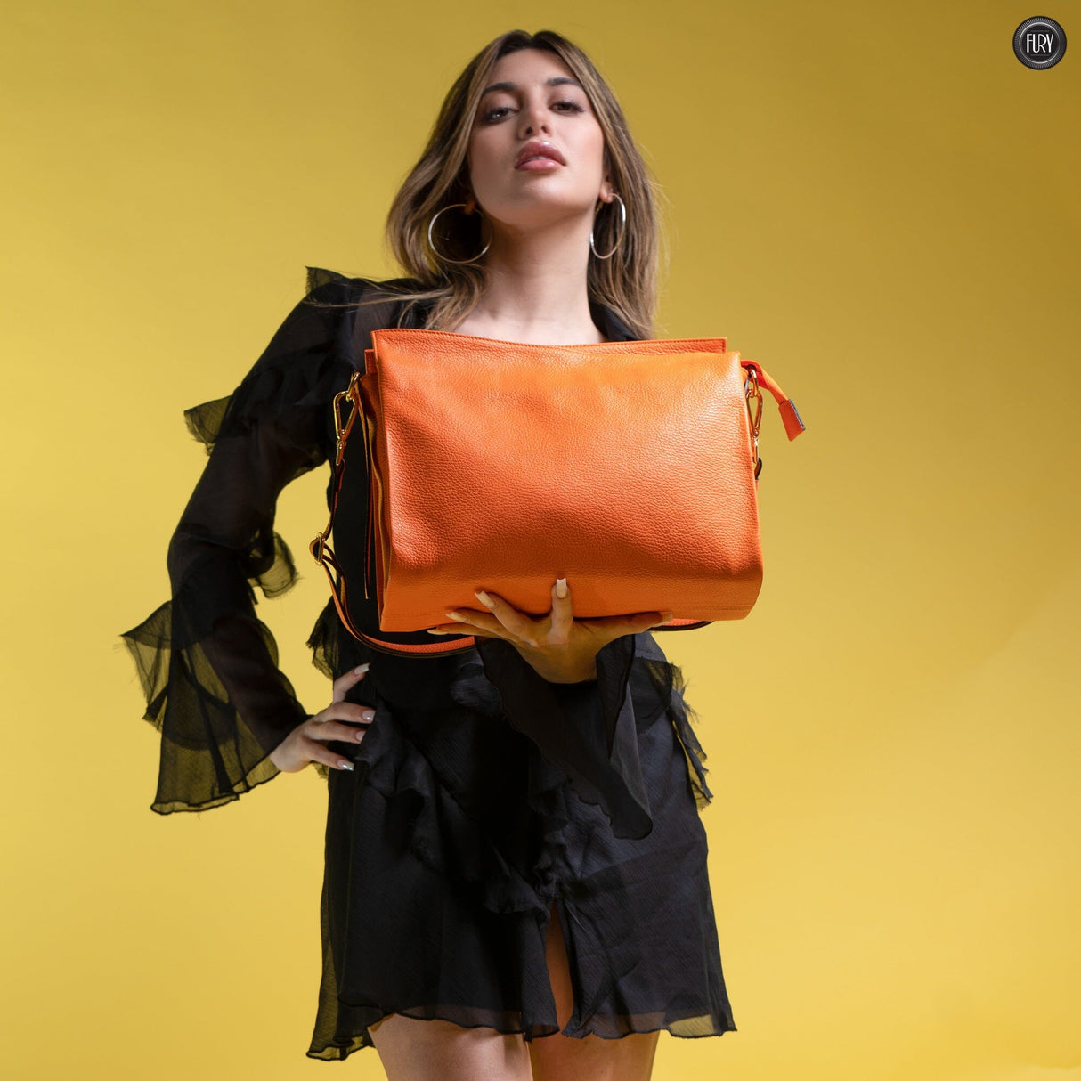 Borsa Astra in pelle Fury Arancio