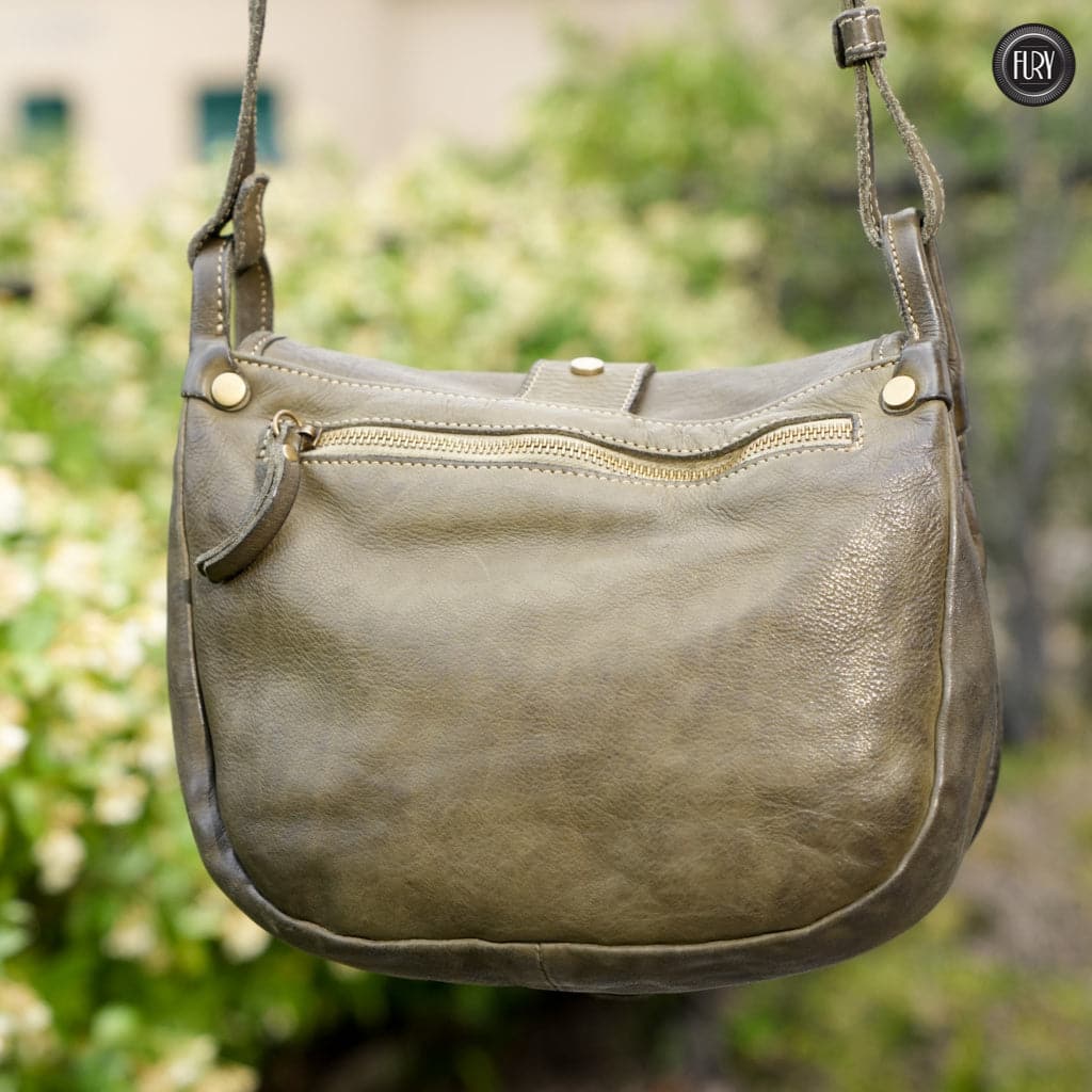Borsa Flora in pelle Fury#colore_verde-militare