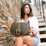 Borsa Flora in pelle Fury#colore_verde-militare