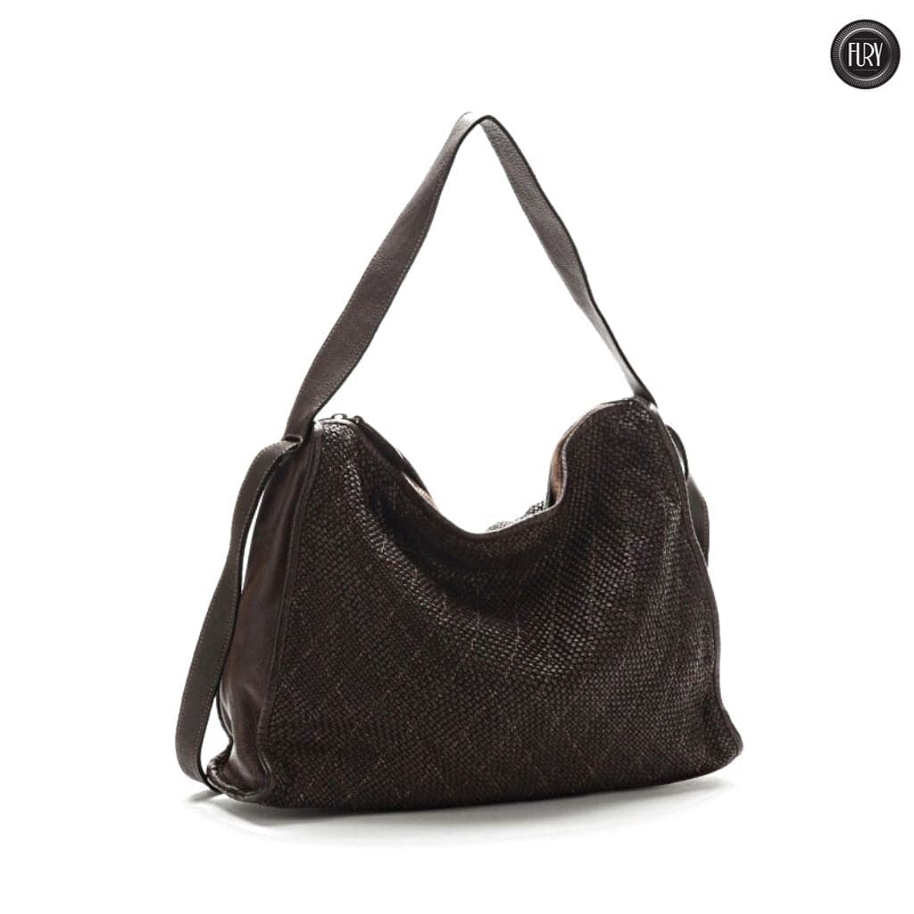 Borsa Rubi in pelle intrecciata Fury Bags#colore_nero