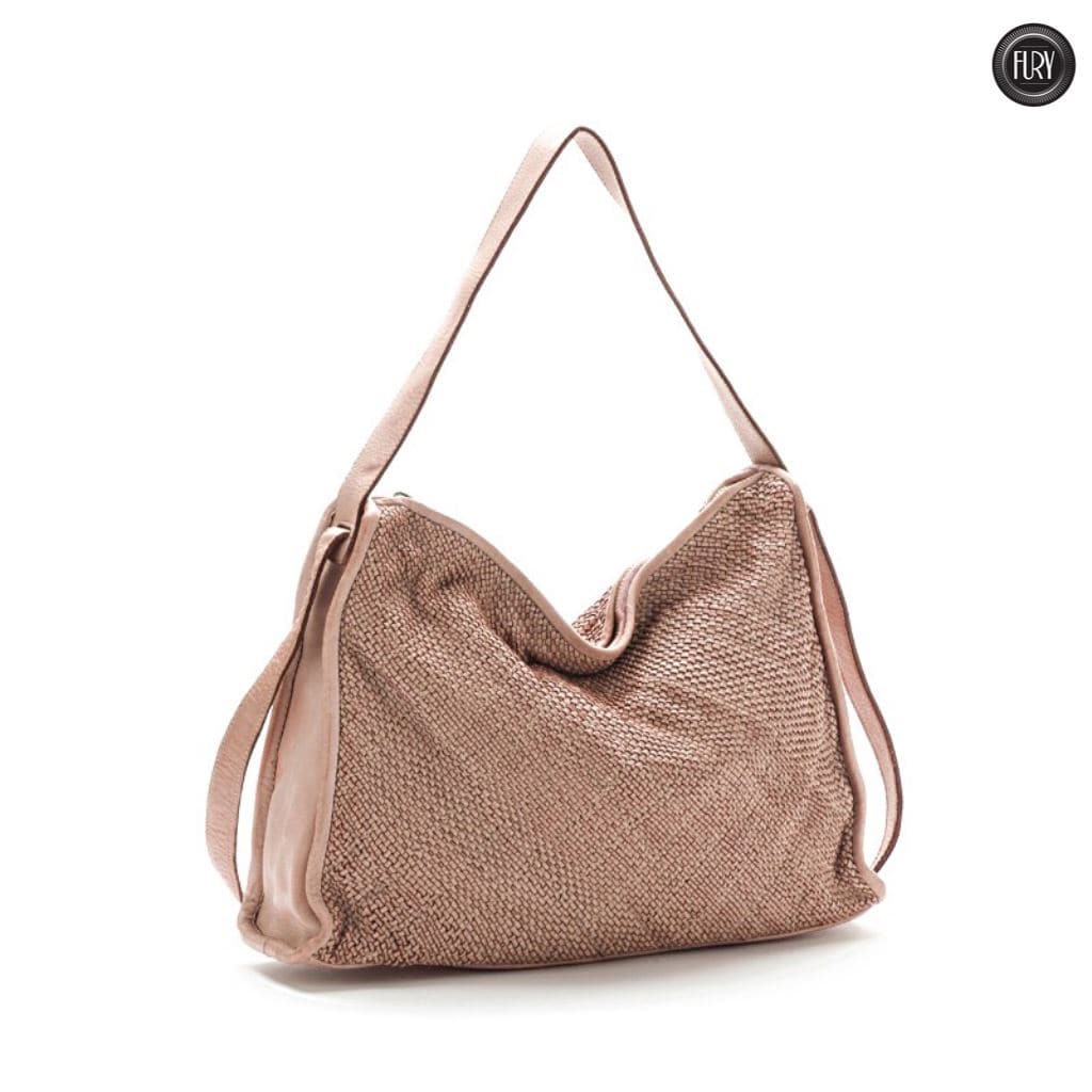 Borsa Rubi in pelle intrecciata Fury Bags#colore_cipria