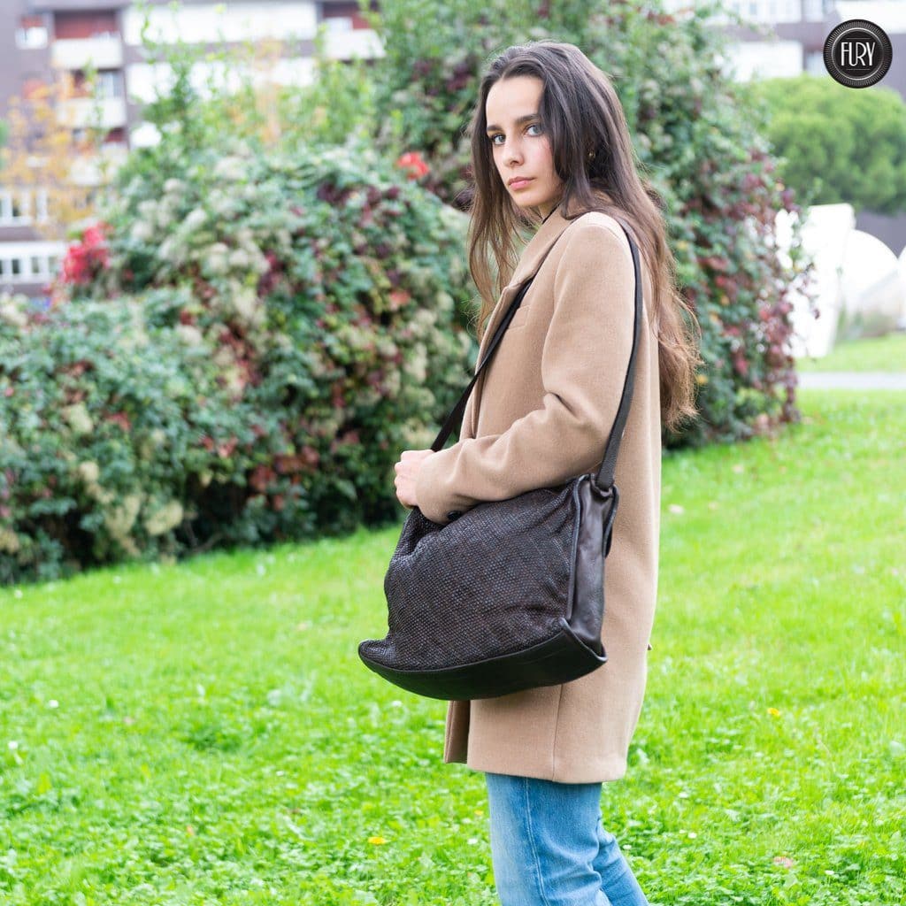 Borsa Rubi in pelle intrecciata Fury Bags#colore_testa-di-moro