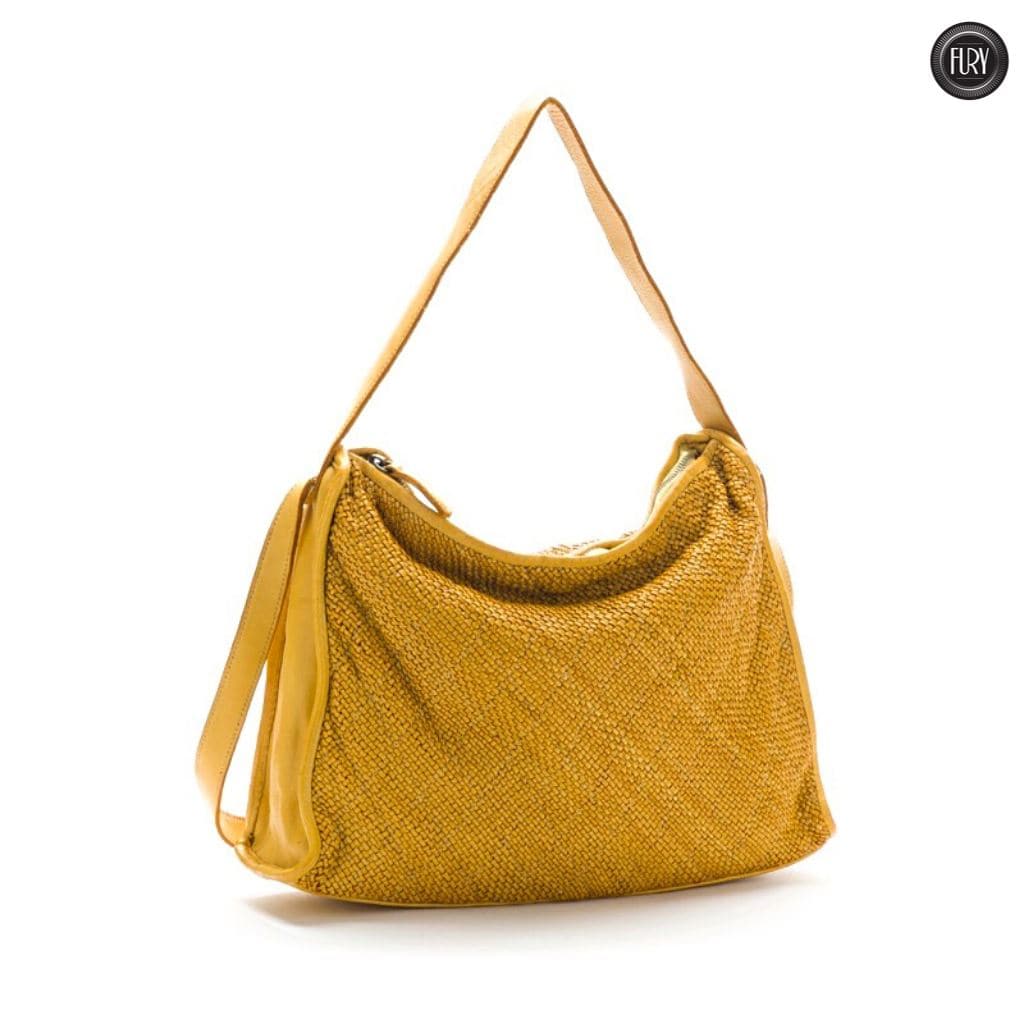 Borsa Rubi in pelle intrecciata Fury Bags#colore_senape