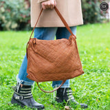 Borsa Rubi in pelle intrecciata Fury Bags#colore_cuoio