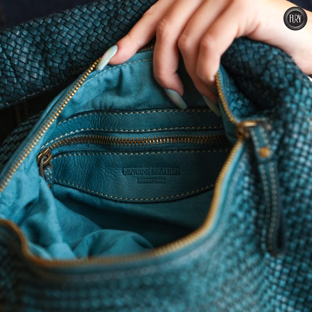 Borsa Venere a spalla in pelle intrecciata Fury 