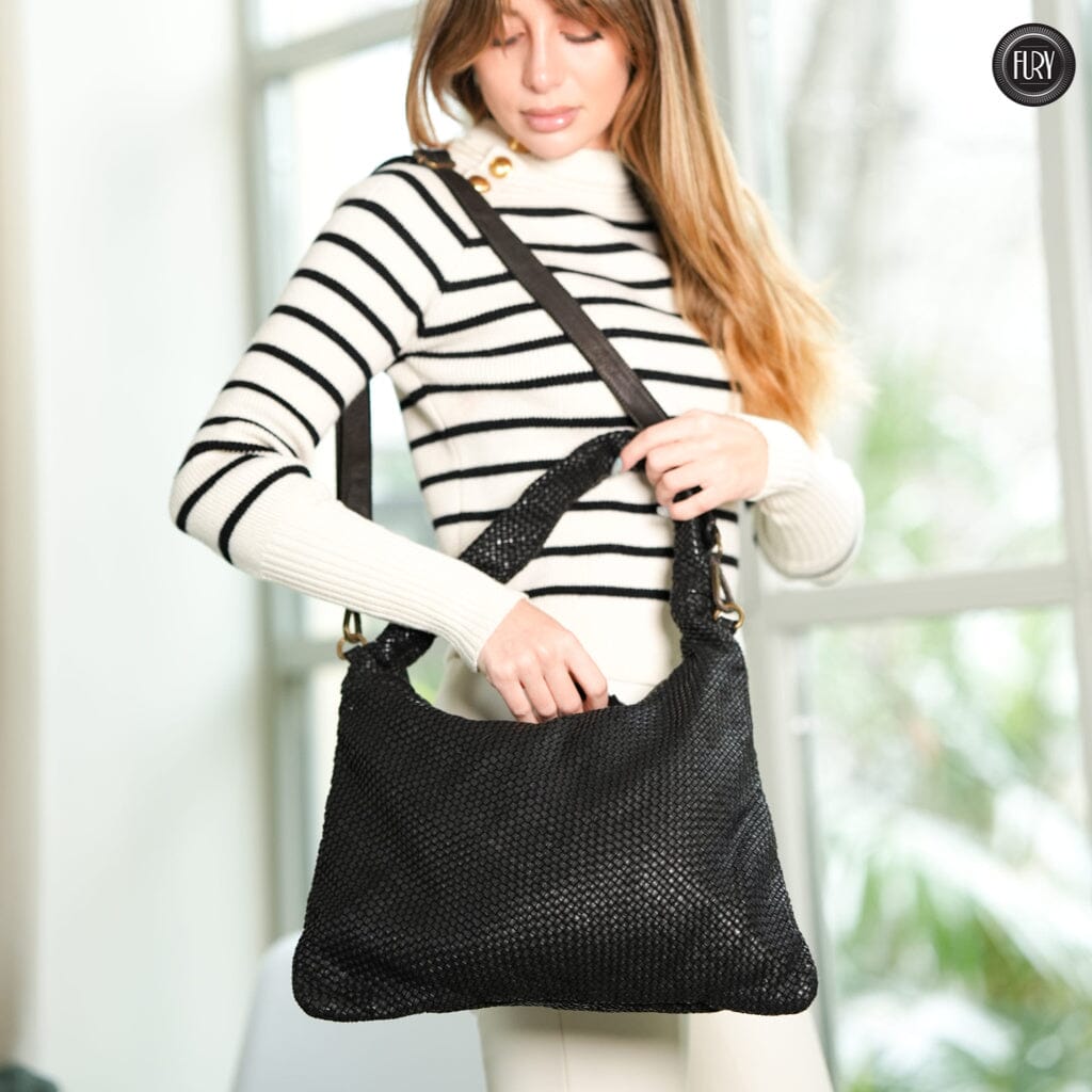 Borsa Venere a spalla in pelle intrecciata Fury 
