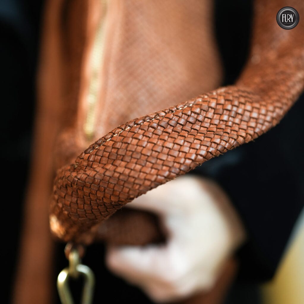 Borsa Venere a spalla in pelle intrecciata Fury 