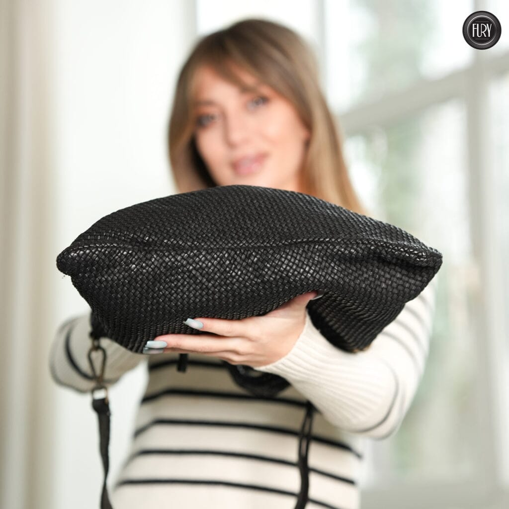 Borsa Venere a spalla in pelle intrecciata Fury 