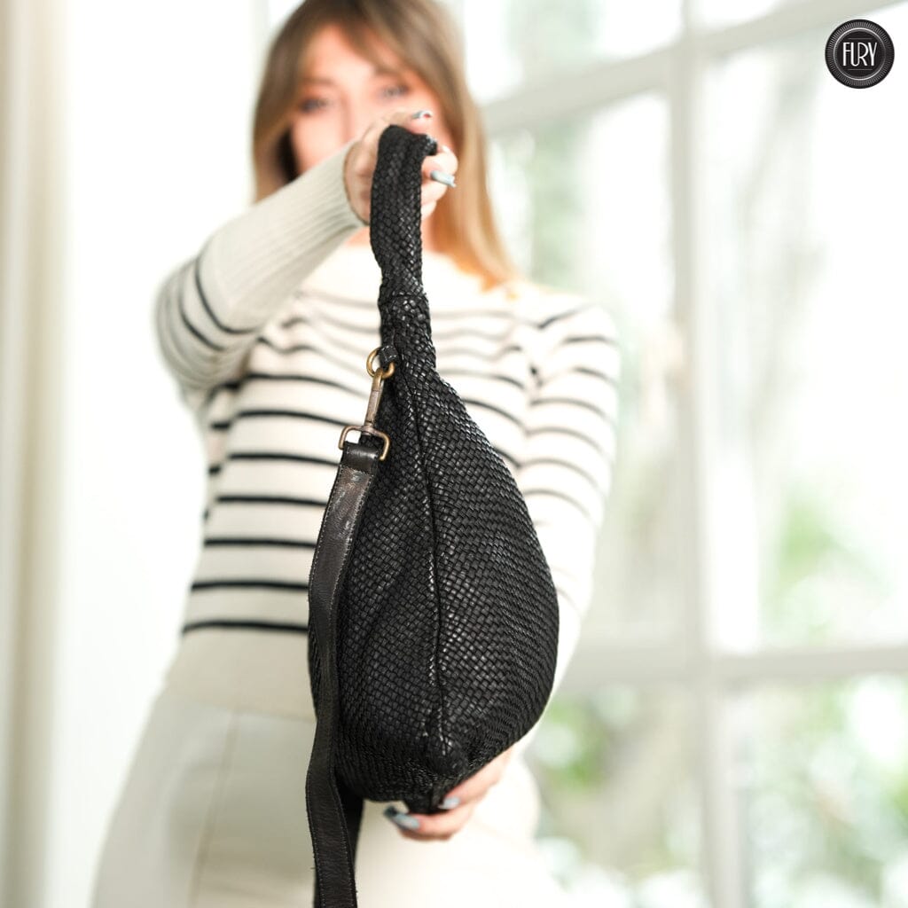 Borsa Venere a spalla in pelle intrecciata Fury 