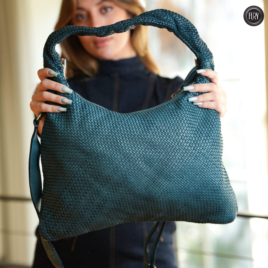 Borsa Venere a spalla in pelle intrecciata Fury 