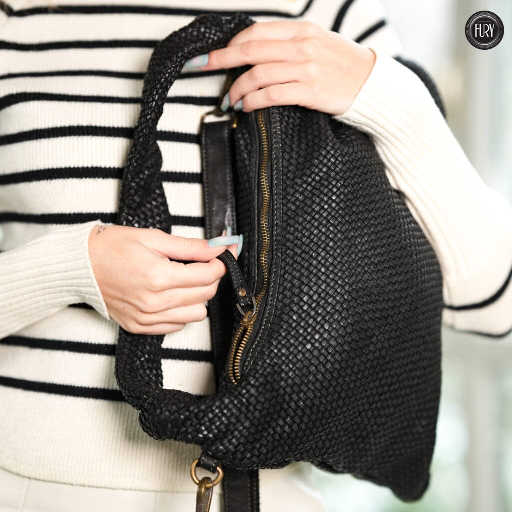 Borsa Venere a spalla in pelle intrecciata Fury 