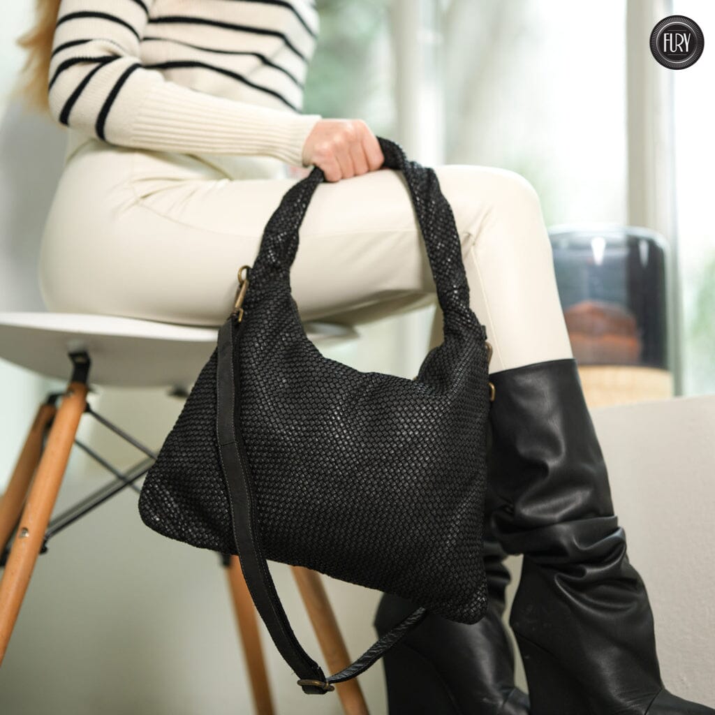 Borsa Venere a spalla in pelle intrecciata Fury 
