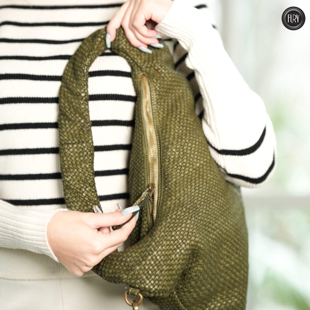 Borsa Venere a spalla in pelle intrecciata Fury 