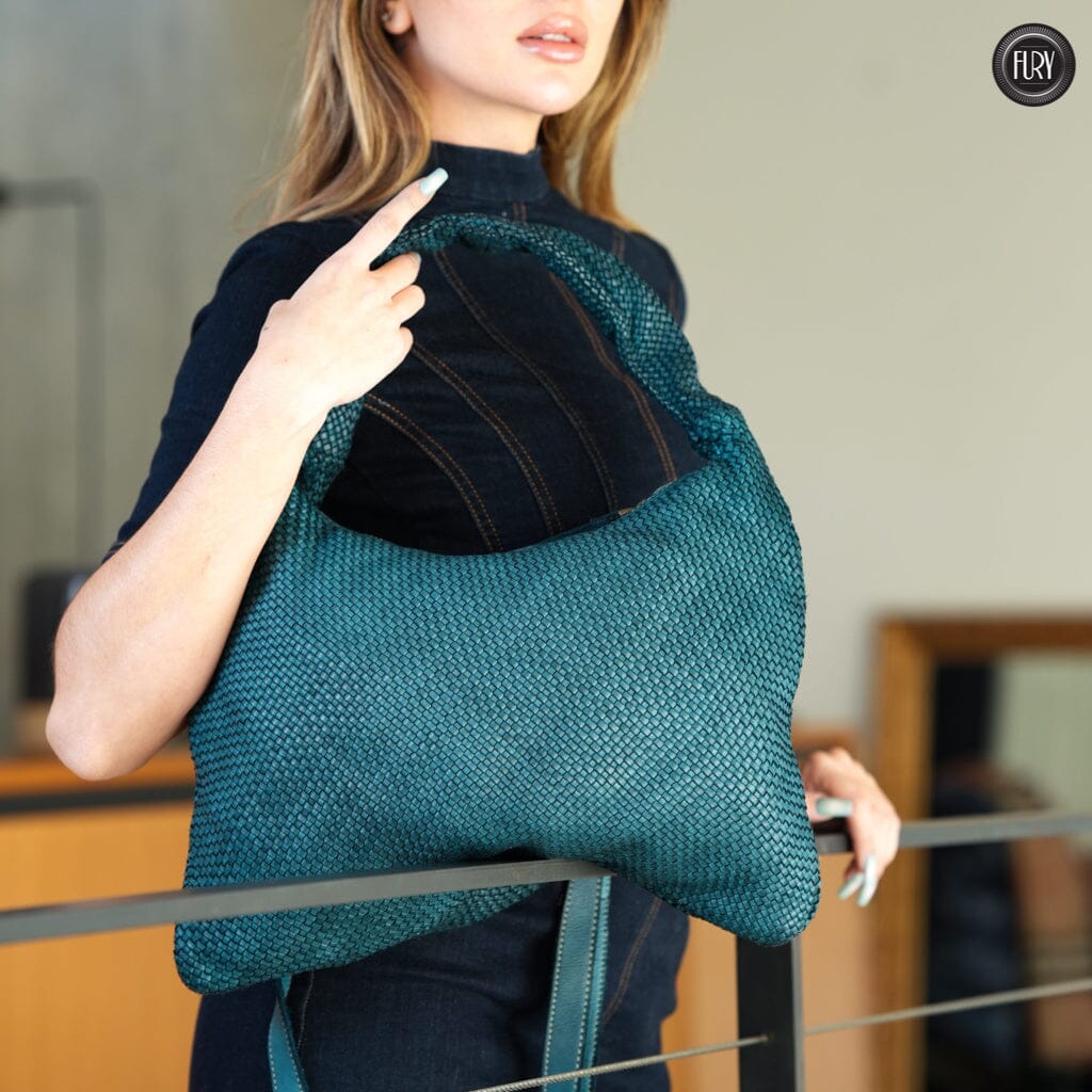 Borsa Venere a spalla in pelle intrecciata Fury 