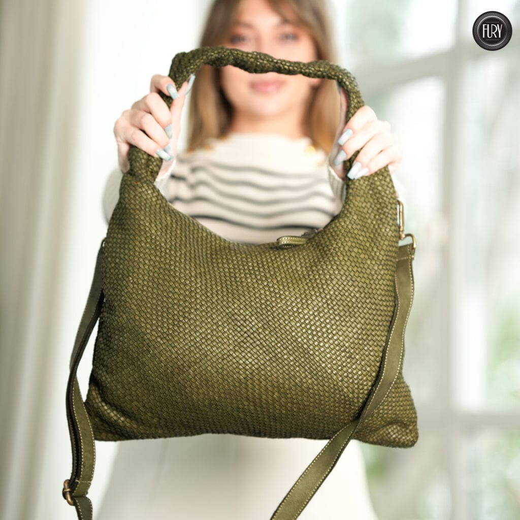 Borsa Venere a spalla in pelle intrecciata Fury 
