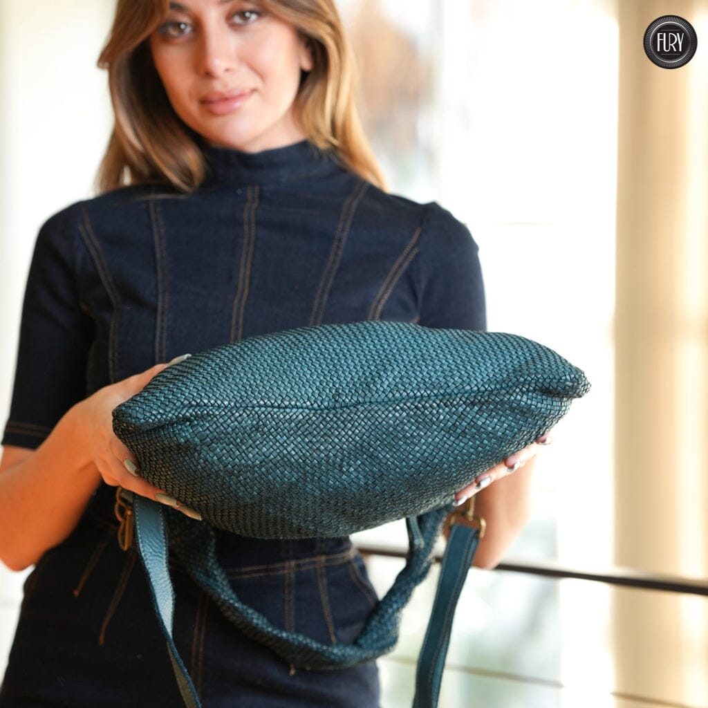 Borsa Venere a spalla in pelle intrecciata Fury 