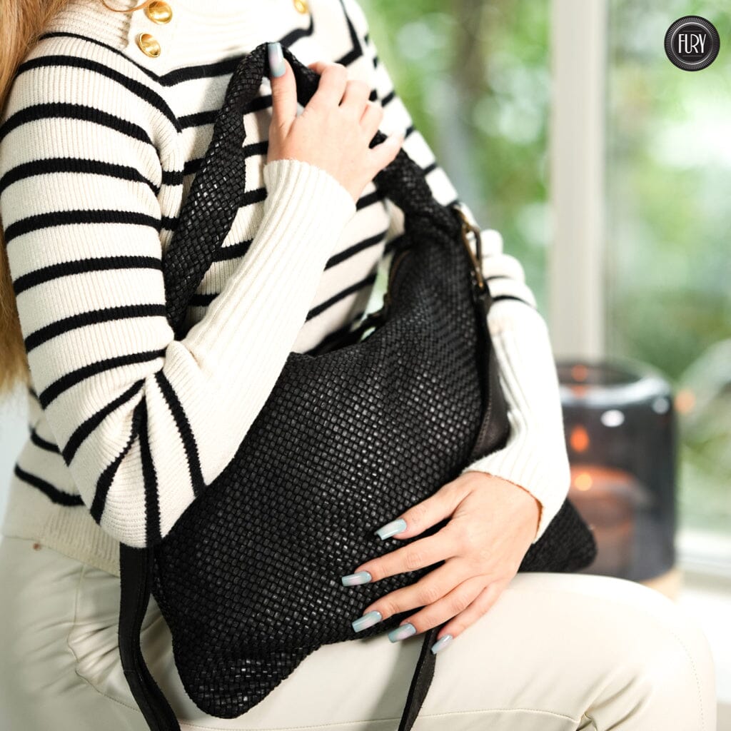 Borsa Venere a spalla in pelle intrecciata Fury 