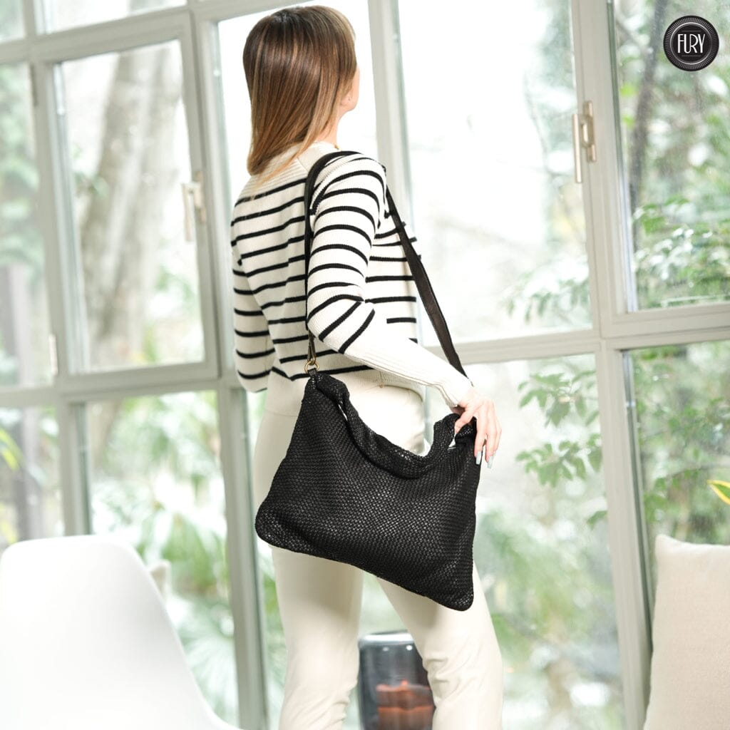 Borsa Venere a spalla in pelle intrecciata Fury 
