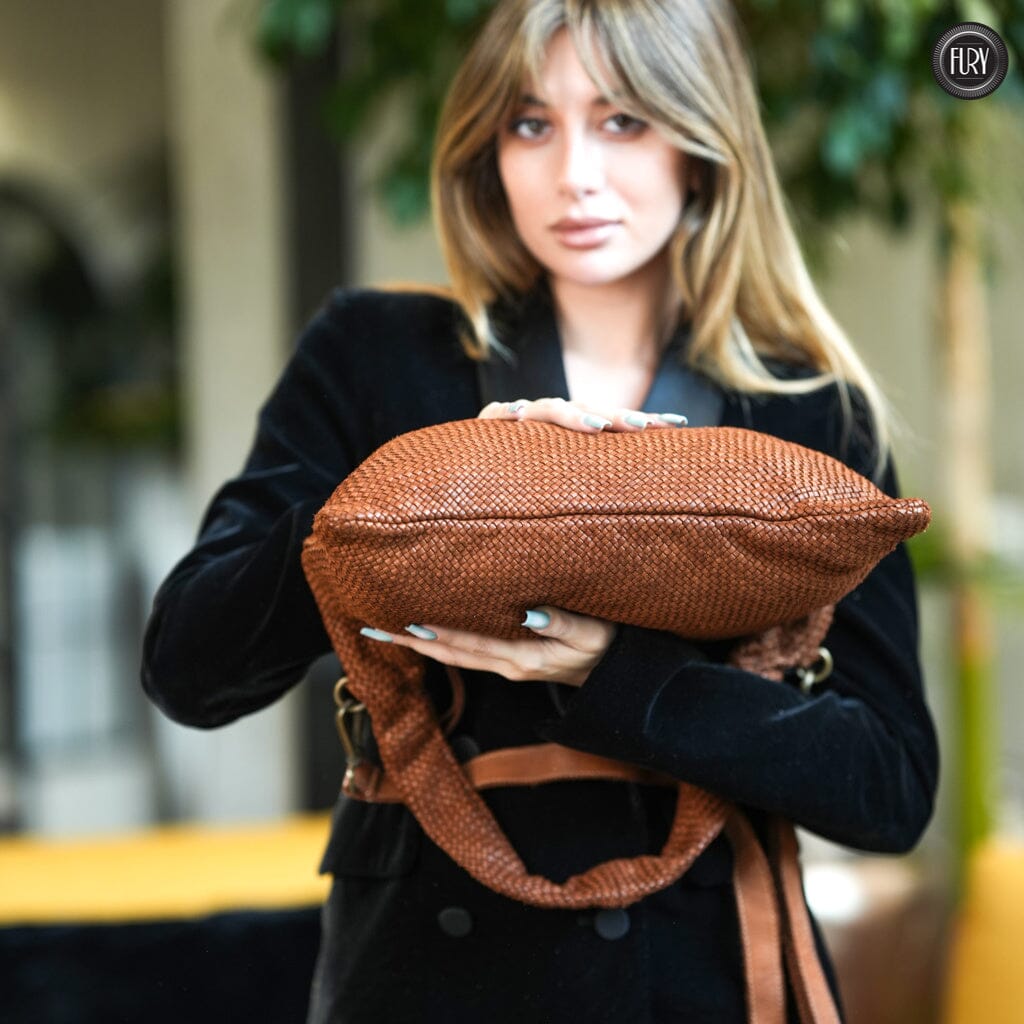 Borsa Venere a spalla in pelle intrecciata Fury 