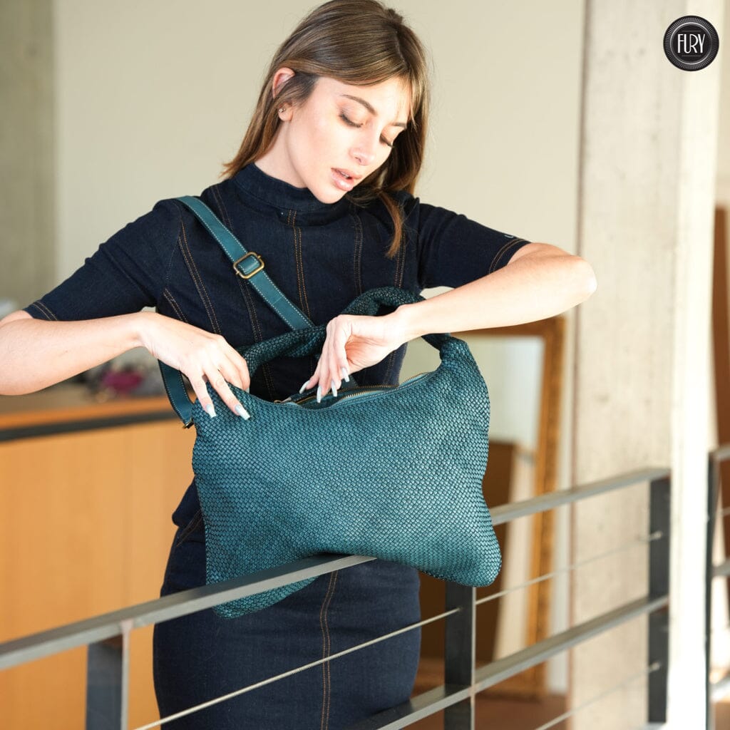 Borsa Venere a spalla in pelle intrecciata Fury 