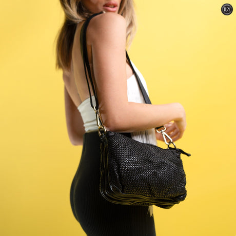 Borsetta Liza in pelle intrecciata Fury Nero